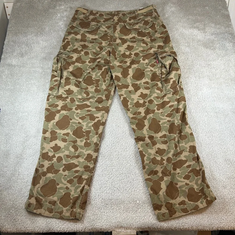 Levis XX Cargo Baggy Pants Men 36x32 Brown Duck Camo Ripstop Relaxed Fit Utility